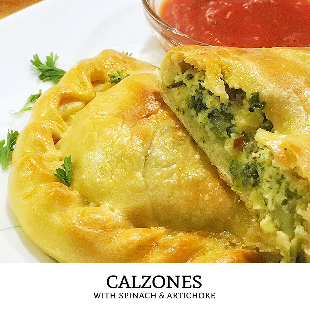 Cooking this Spinach Artichoke Calzone recipe from scratch in a tiny kitchen can be a labor of love but knowing how to make calzones is definitely worth it! | Tiny Kitchen Cuisine | https://tiny.kitchen